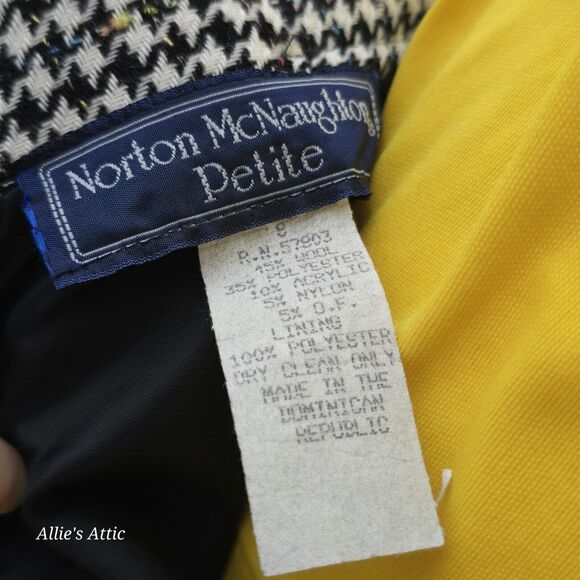 Black White Colorful Checkered Pencil Plaid Midi Skirt Norton McNaughton 8P - Picture 6 of 8